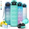 Grsta Borraccia 1 litro, Borraccia con Cannuccia, Senza Perdite, Palestra, Facile da Pulire, Motivazionale, Con Chiusura di Sicurezza, Borracce per Fitness, Campeggio, Yoga, Viaggio