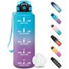 Motswedi Borraccia 1.5 litro, Borraccia Palestra, a Prova di Perdite, Bottiglia acqua, Con Marca Temporale, Bottiglia Acqua per Campo da Tennis, Ufficio, Campeggio, Bicicletta, Viaggi - Blu&Viola