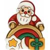 THUN - Babbo Natale con Arcobaleno in Ceramica Decorata a Mano, Linea Desideri di Natale, Decorazioni Natale Casa, 8.7x6.1x10.5 cm h