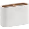 Gedy Melbourne Portaspazzolini da Bagno, Misure e Peso: 8,5X12,8X5,6 CM & 0,364 kg, Porta dentifricio e spazzolino in resine e bambù, Finitura Bianco e bambù, Design R&S, 2 Anni di Garanzia