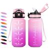 KollyKolla Borraccia Bambini 500ml, Borraccia con Cannuccia, a Prova di Perdite, Facile Pulizia, Bottiglia Acqua Motivazionale con Indicatore del Tempo, Bottiglia per Ufficio, Escursionismo, Bambini, Yoga