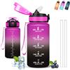 Grsta Borraccia, 500ml Borraccia Bambini, Borracce con Cannuccia, Senza Perdite, Water Bottle Graduata, Facile da Pulire, Bottiglia con Orari per Bere, Con Slogan Motivazionale, per Scuole, Sport, Ufficio