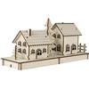 Rayher Kit 3D in legno, casetta, set da 51 pezzi, legno naturale certificato FSC, 31,7x9,4x14cm, da colorare e decorare, per decorazioni natalizie, 46300000