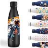 Grsta Borraccia Termica, 500ml Borraccia Bambini, Borraccie Termica Personalizzata, Borraccie Metallo Senza Perdite, Borracce Bambini Acciaio, per Scuola, Uffici, Campeggio, Ciclismo, Astronauta- Nero