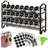 edihome, Porta Spezie per Cucina, 24 Barattoli di Spezie, Organizer con Struttura in Metallo a 3 Livelli, con Etichette, con Coperchi e Dispenser Individuali (Modello 2)