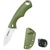 TONIFE Squirrel Full Tang Coltello da Collo Lama Fissa 4,3cm Totale 11,9cm con Fodero in Kydex e Catena a Sfera per Caccia, Campeggio, Sopravvivenza(Verde)