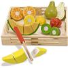 Melissa & Doug Set Frutta da Tagliare In Legno - Giocattoli di Ruolo, Cibo da Gioco, Gioco Montessori, Regalo per Bambini e Bambine, 3+ Anni