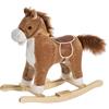 HOMCOM Cavallo a Dondolo per Bambini, Cavallino a Dondolo Bambini 36-72 Mesi, Cavalluccio Giocattolo con Suoni Realistici e 2 Batterie AA, Marrone