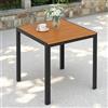 Clevich Tavolo da giardino resistente alle intemperie, 75 x 75 cm, tavolo da pranzo per esterni, in WPC, telaio in alluminio, resistente alle intemperie, tavolo quadrato per terrazze, marrone teak