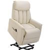 HOMCOM Poltrona Elettrica Alzapersone Reclinabile 145°, Poltrona Relax Elettrica in Pelle PU con Telecomando, Tasche Laterali e Poggiapiedi Integrato, Crema