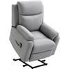 HOMCOM Poltrona Elettrica Alzapersona Reclinabile 160°, Poltrona Relax con Poggiapiedi, Tasche Laterali, Telecomando, per Soggiorno, in Tessuto Effetto Lino, Grigio Chiaro