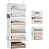 SONGMICS Portaoggetti da Appendere, Organizer Armadio, Divisibile, Pieghevole, Ganci in Metallo e Inserti in Bambù, Bianco Nuvola RCH007W01