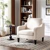Clevich Poltrona Salotto In Ciniglia Stile Retrò E Schienale Gambe In Legno Poltrona Imbottita Con Braccioli Relax Per Salotto Soggiorno Caffè Camera Da Letto (Beige)