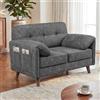 YOUDENOVA Divano 2 Posti, Piccolo Divano con Braccioli Morbidi e Tasca Laterale, Mini Divano per Soggiorno, Appartamento, Ufficio, Montaggio Facile, 125×75×85 cm, Chenille Grigio