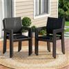 LIFERUN Teslin - Set di 6 sedie da giardino impilabili con struttura in metallo, sedie da balcone con braccioli, sedie da pranzo per esterni, terrazza, giardino, piscina, fino a 120 kg, nero, 6pcs