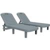 Outsunny Set di 2 Lettini Prendisole da Giardino con Schienale Regolabile e Vassoi Estraibili, Sdraio da Giardino in Polipropilene, Ideali Per Piscina e Spiaggia, 62x158x88 Cm, Grigio Scuro