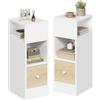 EUGAD Set di 2 Comodino Stretto, Comodino con 2 Scomparti a Giorno e Cassetto, Tavolino da Notte 25x30x66cm, Mobile Salvaspazio per Camera da Letto, Soggiorno, in Truciolato, Rovere, 0011CTG-2