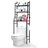 JUPPLIES Mobile Sopra WC Bagno 3 Ripiani Salvaspazio - Scaffale Sopra Toilette Metallo 47x26x153cm | Piedi Regolabili | Supporto Anti-Ribaltamento | Mobiletto Sopra WC Moderno (Nero)