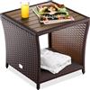 Casaria® Tavolino in Legno Polyrattan Acacia 45x45x40cm Carico Max 80kg Tavolo da Esterno Giardino Arredo Balcone Mobili Outdoor