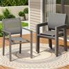 LIFERUN Teslin - Set di 4 sedie da giardino impilabili con struttura in metallo, sedie da balcone con braccioli, sedie da pranzo per esterni, terrazza, giardino, piscina, fino a 120 kg, grigio, 4pcs
