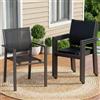 LIFERUN Teslin - Set di 4 sedie da giardino impilabili con struttura in metallo, sedie da balcone con braccioli, sedie da pranzo per esterni, terrazza, giardino, piscina, fino a 120 kg, nero, 4pcs