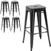 HOMCOM Set 4 Sgabelli Bar Impilabili con Poggiapiedi, Sgabelli Cucina Alti in Metallo, Sedie Bar Alte Stile Industriale per Penisola, Cucina, Sala da pranzo, 43x43x76 cm, Nero