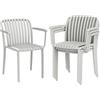 Outsunny Set 4 Sedie da Giardino Impilabili in Polipropilene Anti UV, Sedie per Pranzo da Esterno Design a Doghe con Braccioli, per Patio Balcone Terrazza Esterno Interno, Grigio