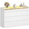 Hzuaneri Cassettiera con LED, Mobile a Cassetti con Piano in Vetro, Mobile laterale a 8 Cassetti con Divisori per Cassetti, per Camera da letto, Soggiorno, Ingresso, 40×120×80 cm Bianco 1212003XEU