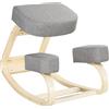 Vinsetto Sedia Imbottita Ergonomica con Inginocchiatoio e Cuscino, Sedia Posturale Moderna in Legno di Betulla, Gommapiuma e Poliestere, 51x69x58 cm, Grigio