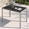 Clevich Tavolo da giardino resistente alle intemperie, 110 x 70 cm, tavolo da pranzo per esterni, in WPC, telaio in alluminio, resistente alle intemperie, tavolo quadrato per terrazze, colore: argento