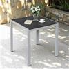 Clevich Tavolo da giardino resistente alle intemperie, 75 x 75 cm, tavolo da pranzo per esterni, in WPC, telaio in alluminio, resistente alle intemperie, tavolo quadrato per terrazze, colore: argento