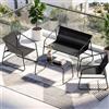 Clevich Set Salotto da Giardino 4 Pezzi in Textilene, Mobili da Esterno con Piedini Regolabili, Resistente agli Agenti Atmosferici, Adatto per Terrazzo, Giardino e Spazi Esterni, Nero