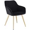 Lestarain Sedia Poltroncina da Sala Pranzo, Sedie Moderne da Cucina con Schienale e Braccioli, in Velluto per Camera da Letto Soggiorno, Gambe Metalliche d'Oro Nero