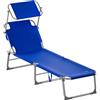 Casaria® Lettino Prendisole Pieghevole 195x60x30cm Acciaio Resistente Carico Max 150kg Tettuccio Parasole Sdraio da Giardino