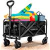 JUPPLIES Carrello da Spiaggia Pieghevole con Ruote Grandi Tutto Terreno in Acciaio e Tessuto Oxford 600D Impermeabile fino a 75kg | Carrello Portatutto Ideale per Mare, Campeggio, Giardino e Spesa