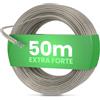 SimplySmooth Stendibiancheria 50m - Corda con anima in acciaio in 3 lunghezze - Extra resistente e robusta - Per giardino, campeggio e stendibiancheria - Corda da esterno