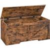 HOOBRO Cassapanca, Panca Contenitore per Bambini, con Cerniere di Sicurezza, Grande Piano, Manico Incorporato, Poggiapiedi, Baule per Giocattoli, Sgabello, 110 cm, Marrone Vintage EBF772CW01