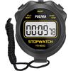 PULIVIA Cronometro Sportivo con Pulsante Silenzioso e ON/OFF, Senza Orologio né Calendario per un Facile Utilizzo, Cronometro Digitale PULIVIA per Bambini, Allenatori, Allenamento e Corsa, Nero