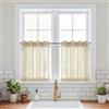 PONY DANCE Tende Corte da Cucina Moderne con Anelli Decorazione Voile Curtains Trasparenti con Effetto Lino Tende Cameretta Bambini 2 Pezzi 140x100 CM, Cachi