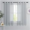 PONY DANCE Tende Corte da Cucina con Effetto Lino Tende Trasparenti con Anelli per Interni Decorazione Curtains Cameretta Bambini 2 Pezzi 140x145 CM, Grigio Chiaro