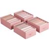 SONGMICS Set di 4 Organizer Cassetti a 6 Scomparti, Scatole per Biancheria Pieghevoli, Organizzatori Contenitori per Armadio Guardaroba, 42 x 30 x 17 cm, Pantaloni Vestiti, Rosa Pastello RUS009R01