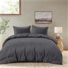 Dreamzie Copripiumino Matrimoniale 240x260 cm con 2 Federe 65x65 cm - Grigio Scuro - Set Copripiumino Matrimoniale 240x260
