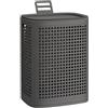 SONGMICS Cesto Portabiancheria con Coperchio, Cesta Portabiancheria Sporca in Plastica, 75 L, Porta Biancheria Slim, Bagno Lavanderia Camera da Letto, Grigio Scuro RLH021G101