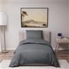 Dreamzie Copripiumino Singolo 135x200 cm con 1 Federe 80x80 cm - Grigio Scuro - Set Copripiumino Singolo 135x200