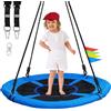 Joytential Altalena da Giardino per Bambini, Capacità Massima 320kg, Diametro 100cm, Altalena Rotonda a Nido per Cortile Esterno e Interno, Tessuto Textilene, Sedile Rotondo (Blu)