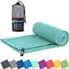 Fit-Flip Asciugamano microfibra - compatto e ultraleggero - asciugamani palestra - il perfetto telo mare grande - ottimale per viaggio, sport e piscina (30x50cm giada)