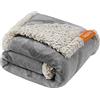 Feandrea Coperta Impermeabile per Cani, Coperta Animali Domestici in Sherpa per Cani Nani, Gatti, 73 x 63 cm, S, Coprisedile Reversibile Lavabile in Lavatrice, Grigio PPB029G01