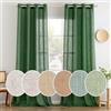 MIULEE Lino Tende Finestre con Occhielli Tenda a Pannello Traslucido Tende Moderne a Vela Trasparente Adatte per Porte Balcone Soggiorno Camera da Letto 2 Pezzo Set Verde scuro 140x245 cm