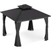 blumfeldt Gazebo 3x3m, Gazebo da Giardino con Zanzariera, Struttura in Alluminio & Tetto in Acciaio Zincato, Resistente a Pioggia & Vento, Tende Incluse, Nero