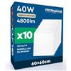 Eurocali 10 Pannelli LED 60x60 40W Quadrati da Incasso 4800 Lumen - Luce Naturale 4000K - Plafoniera Alta Luminosità 120 lm/W Lampada da Soffitto per Controsoffitti Modulari Colore Bianco Driver Incluso